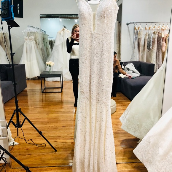 Stunning Berta sequin Runway Sample wedding gown 2 17-205 - Picture 4 of 16